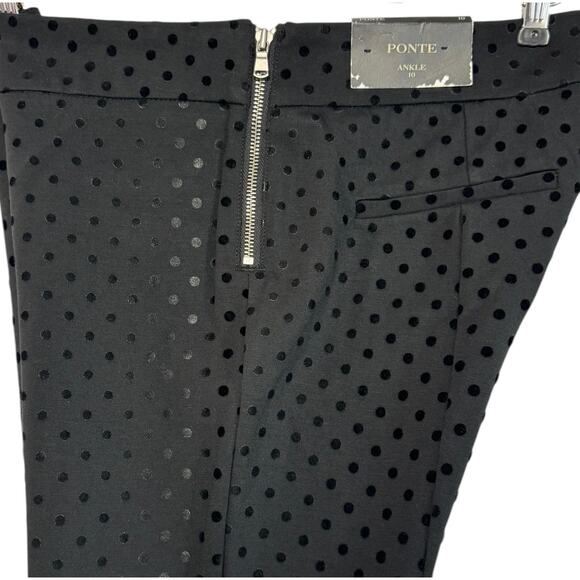Ann Taylor Ponte Ankle Pants Black Slim Stretch Flocked Dot 10 Minimalist - Picture 6 of 14